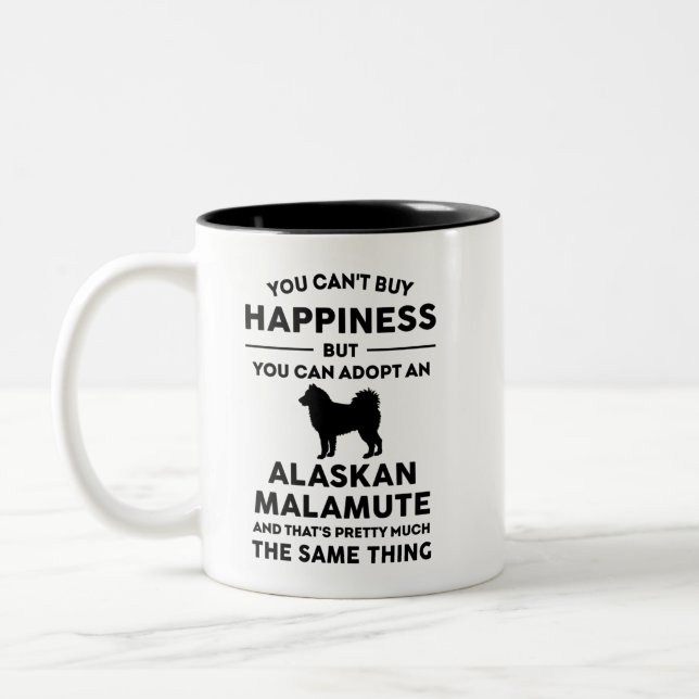 Alaskan Malamute Adoption Happiness Two-Tone Coffee Mug (Left)