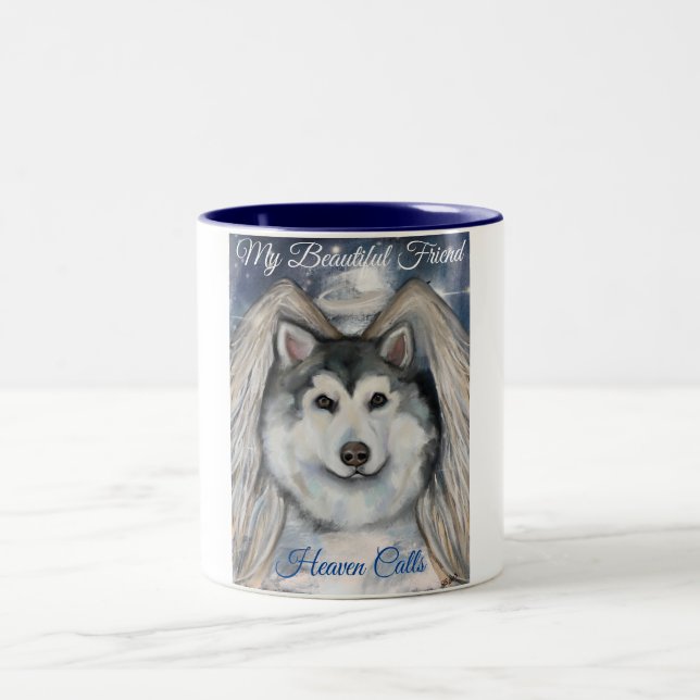 Alaskan Malamute Angel Two-Tone Coffee Mug (Center)