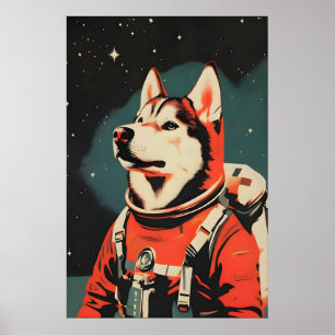 Alaskan Malamute Astronaut Poster, Alaskan Poster