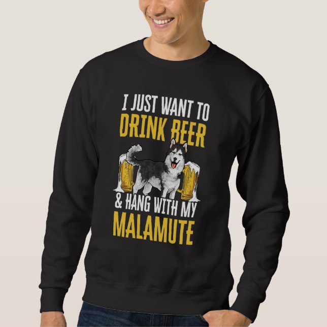 Alaskan Malamute Beer Sweatshirt (Front)