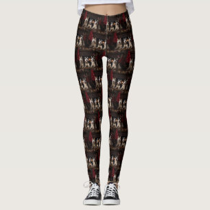 Alaskan Malamute by the Fireplace Christmas Leggings