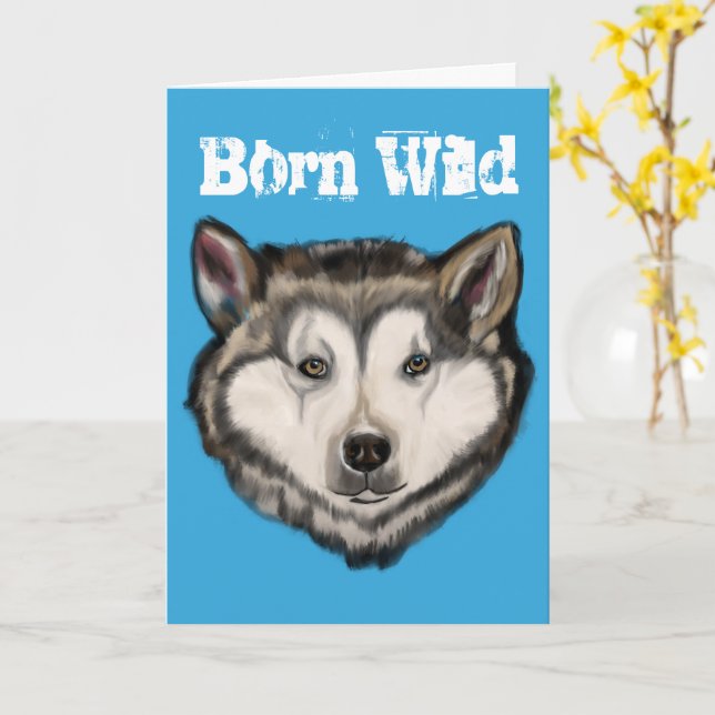 Alaskan Malamute          Card (Yellow Flower)