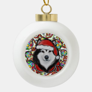 Alaskan Malamute Ceramic Ball Christmas Ornament