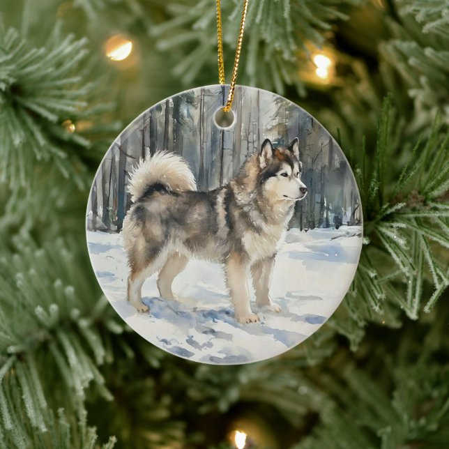 Alaskan Malamute Ceramic Ornament (Tree)