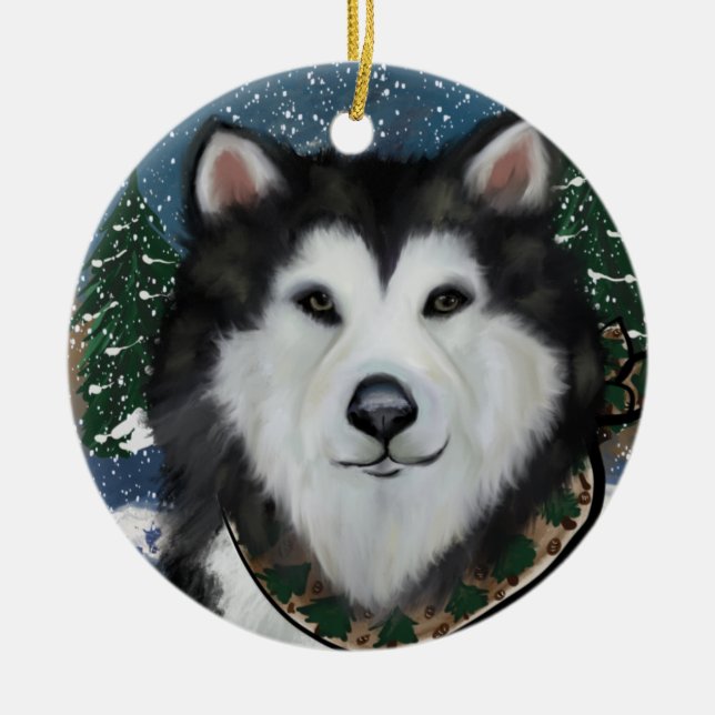Alaskan Malamute                 Ceramic Ornament (Front)