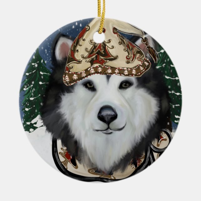 Alaskan Malamute                Ceramic Ornament (Front)