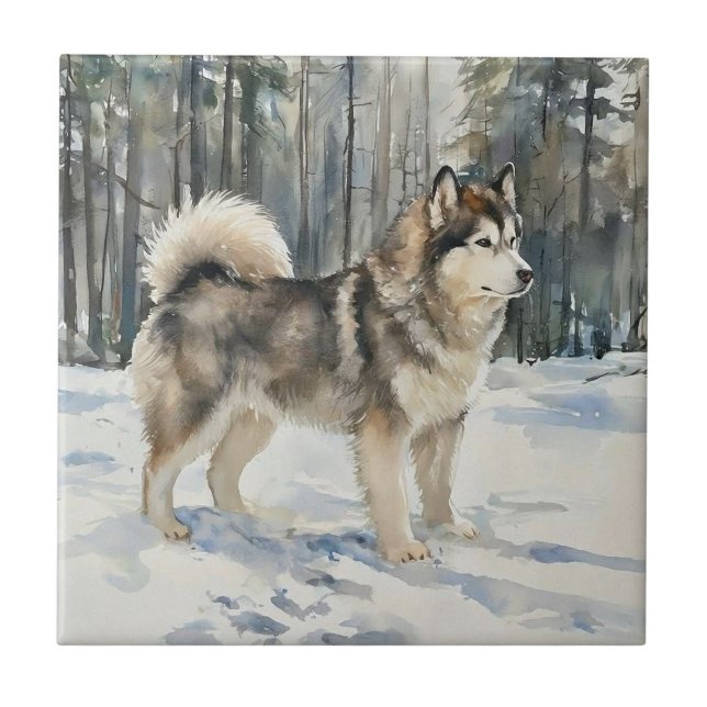 Alaskan Malamute Ceramic Tile (Front)