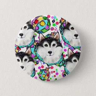 ALASKAN MALAMUTE CHRISTMAS 6 CM ROUND BADGE