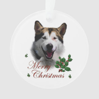 Alaskan Malamute Christmas Art Ornament