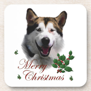 Alaskan Malamute Christmas Coaster