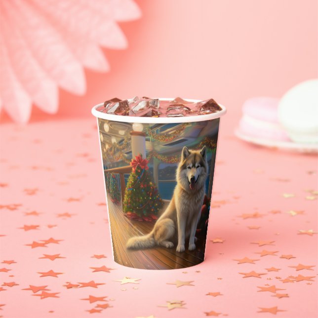 Alaskan Malamute Christmas Cruise: Pawsome Holiday Paper Cups (Insitu)