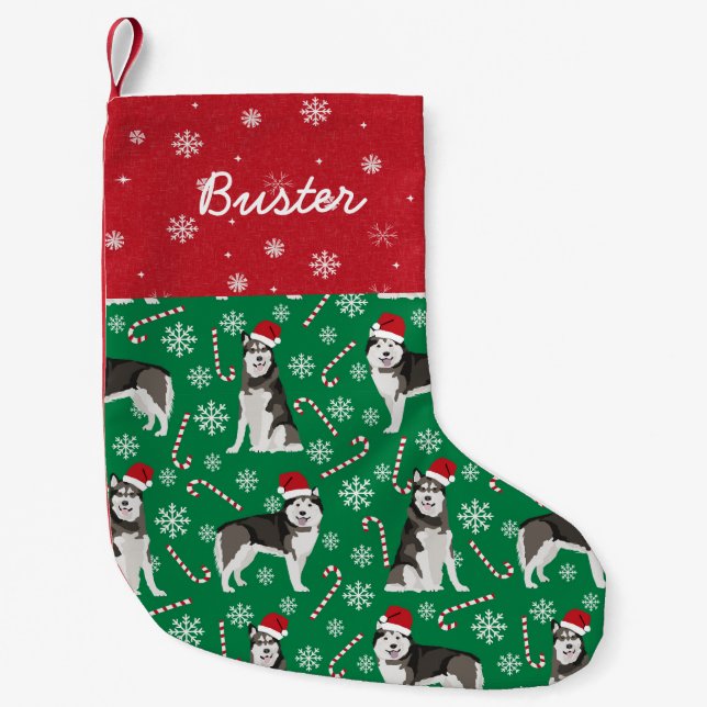 Alaskan Malamute Christmas Dog Stocking (Front)