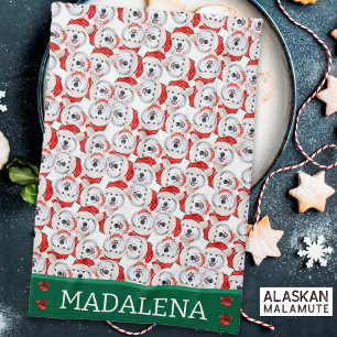 Alaskan Malamute Christmas Dog Tea Towel