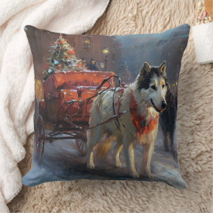 Alaskan Malamute Christmas Festive Season Cushion