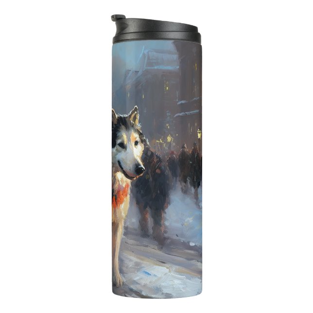 Alaskan Malamute Christmas Festive Season Thermal Tumbler (Rotated Right)