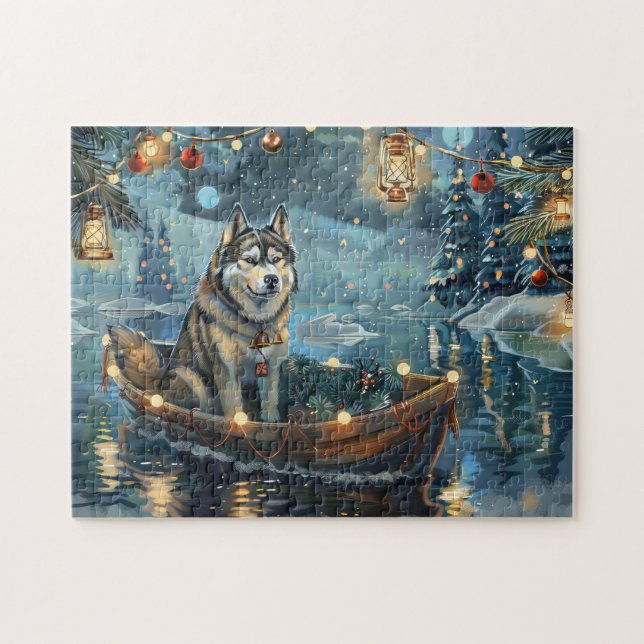 Alaskan Malamute Christmas Festive Voyage Jigsaw Puzzle (Horizontal)