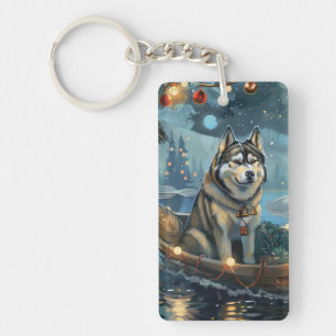 Alaskan Malamute Christmas Festive Voyage Key Ring