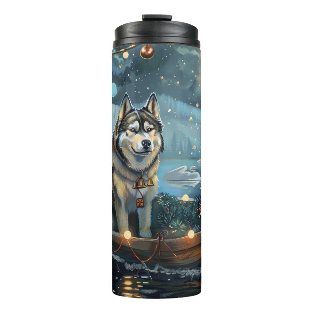 Alaskan Malamute Christmas Festive Voyage Thermal Tumbler (Front)