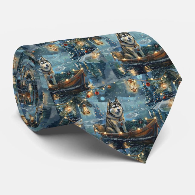 Alaskan Malamute Christmas Festive Voyage Tie (Rolled)