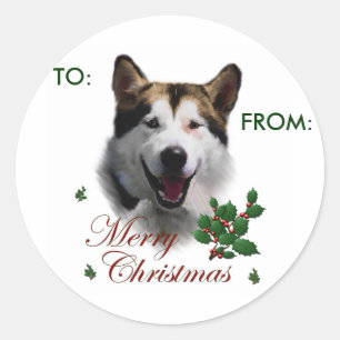 Alaskan Malamute Christmas Gifts Classic Round Sticker