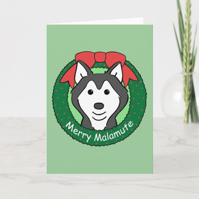 Alaskan Malamute Christmas Holiday Card (Front)