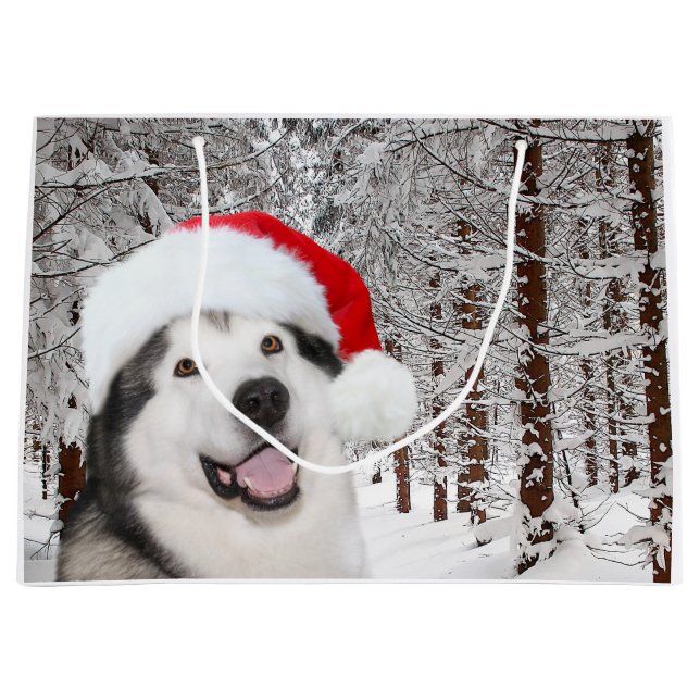 Alaskan Malamute Christmas Large Gift Bag (Front)