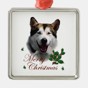 Alaskan Malamute Christmas Metal Ornament