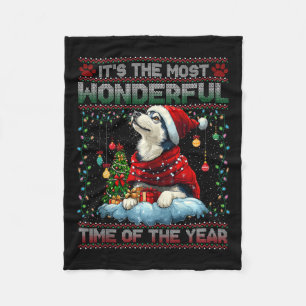 Alaskan Malamute Christmas Tree Decorations Dog Lo Fleece Blanket