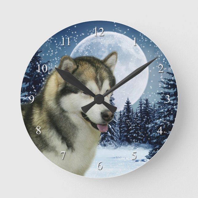 Alaskan Malamute Clock (Front)