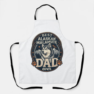 Alaskan Malamute Dad Dog Portrait Mountains Badge Apron