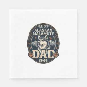 Alaskan Malamute Dad Dog Portrait Mountains Badge Napkin