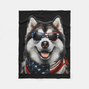 Alaskan Malamute Dog 4th Of July American Incepend Fleece Blanket