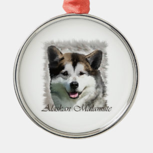 Alaskan Malamute Dog Art Metal Tree Decoration