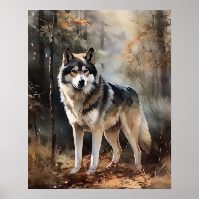 Alaskan Malamute Dog Art Print Poster (Front)