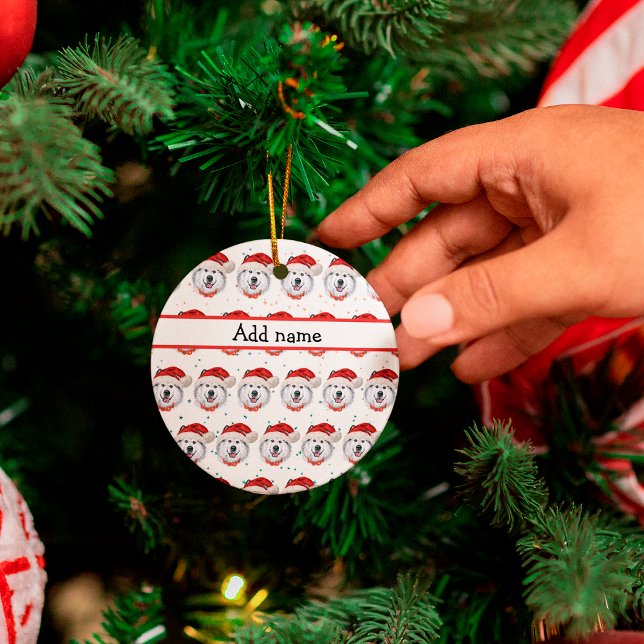 Alaskan Malamute Dog Breed Christmas Stars Ceramic Ornament (Creator Uploaded)