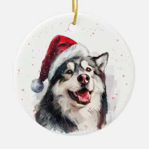 Alaskan Malamute Dog Christmas Personalized Ceramic Ornament