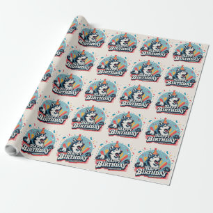 Alaskan Malamute Dog Colourful  Wrapping Paper