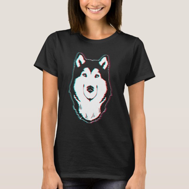 Alaskan Malamute Dog Face T-Shirt (Front)