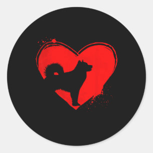 Alaskan Malamute Dog Heart Shape Valentine Dog Lov Classic Round Sticker