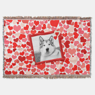 Alaskan Malamute Dog Heart Throw Blanket