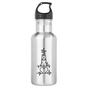 Alaskan Malamute Dog Heartbeat Line Heart Paws 532 Ml Water Bottle