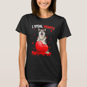 Alaskan Malamute Dog I Steal Hearts Cute Valentine T-Shirt