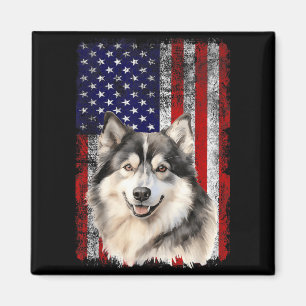 Alaskan Malamute Dog Lover Flag 4th of July Magnet