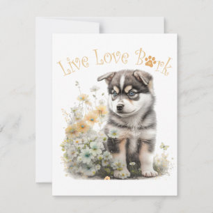 Alaskan Malamute Dog Mum Floral Card