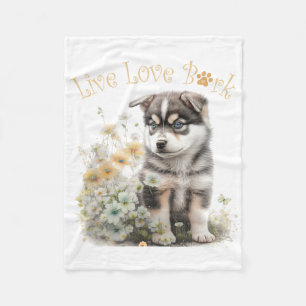 Alaskan Malamute Dog Mum Floral Fleece Blanket