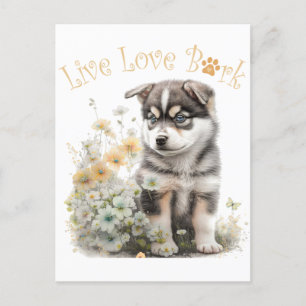 Alaskan Malamute Dog Mum Floral Postcard