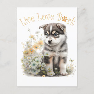 Alaskan Malamute Dog Mum Floral Postcard