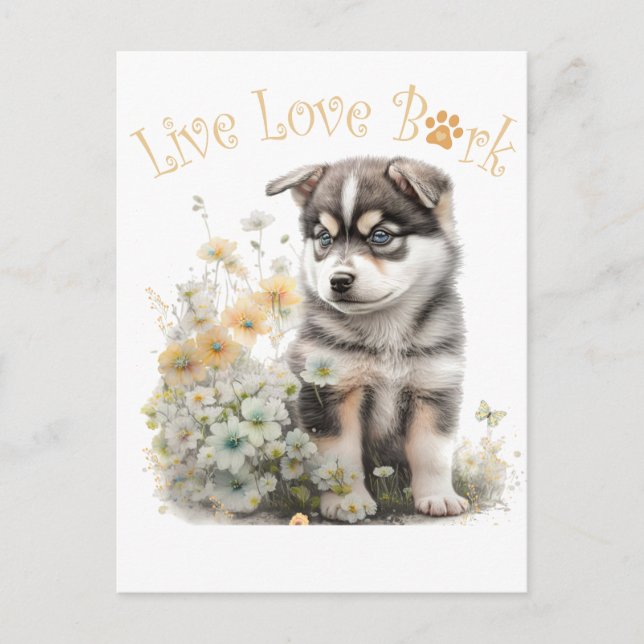 Alaskan Malamute Dog Mum Floral Postcard (Front)