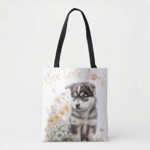 Alaskan Malamute Dog Mum Floral Tote Bag