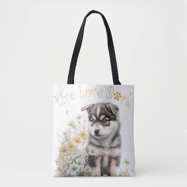Alaskan Malamute Dog Mum Floral Tote Bag (Front)